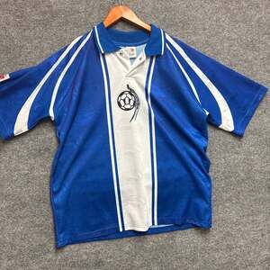 Vintage 90s Guatemala Soccer Jersey Gacela Sport Blue White Gilded Shield Polo